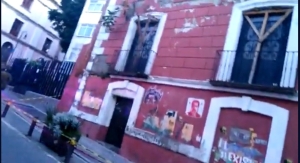 Acordonan casona con riesgo de colapso en el Centro Histórico de Puebla