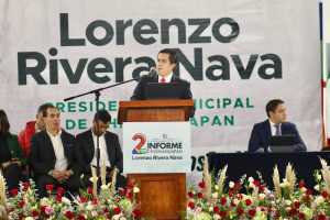 Lorenzo Rivera, destaca crecimiento económico y obra pública en su 2º. Informe de labores.