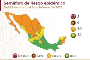 Así se ve el Semáforo Epidemiológico en las entidades mexicanas