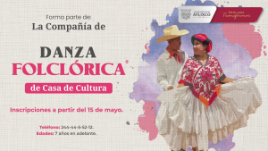 Gobierno de Atlixco abre convocatoria para la primera compañía de danza folclórica de casa cultura.