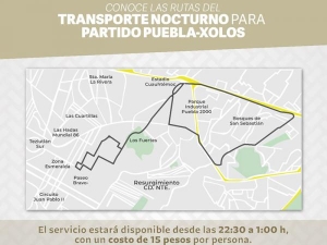 Con transporte nocturno, gobierno de Puebla garantizará movilidad al término del Puebla-Xolos