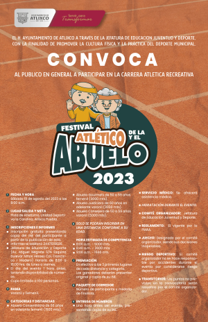 GOBIERNO DE ATLIXCO INVITA AL  FESTIVAL ATLÉTICO DE LA Y EL ABUELO.